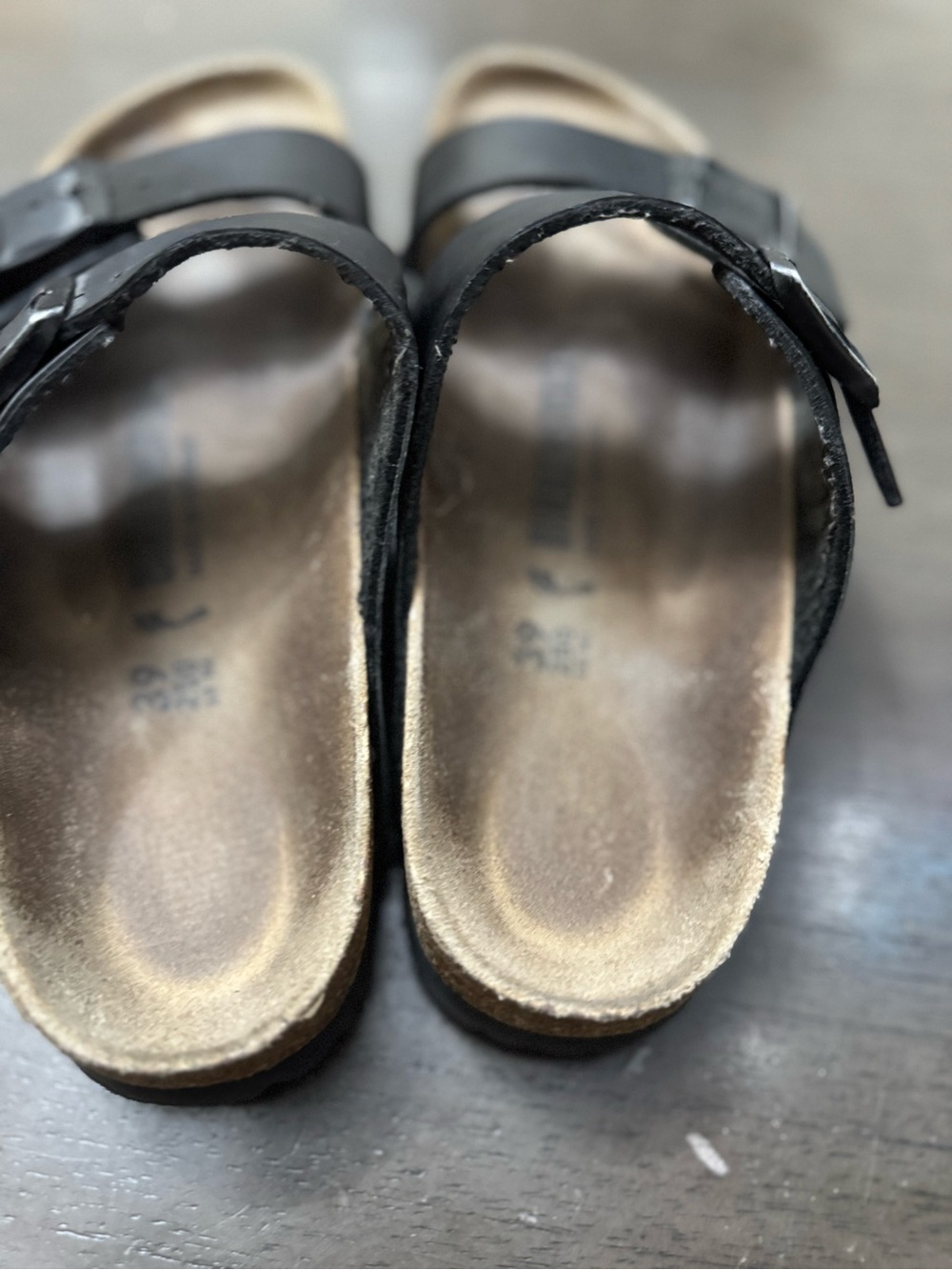 Birkenstock Black Double-Buckle Cork Footbed Sandals size  w8 - Picture 9 of 15